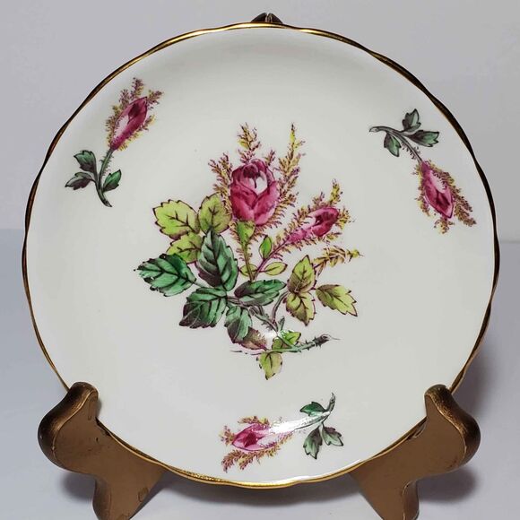 Royal Chelsea Teacup and Saucer Moss Rose Pink Vintage - Picture 9 of 10